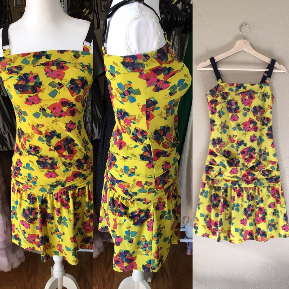 Rachel Roy Lime green low scrunch dress